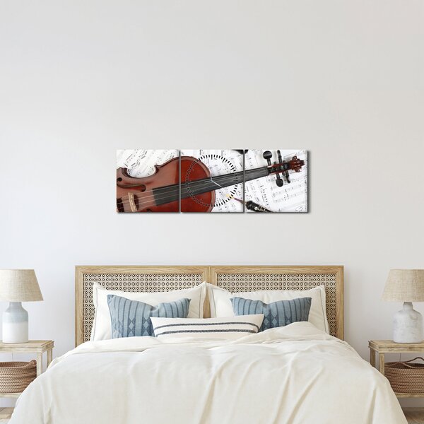 Tablou - Unelte muzicale (cu ceas) (90x30 cm)