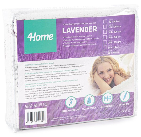 Protecție saltea 4Home Lavender impermeabilă cu elastic, 140 x 200 cm