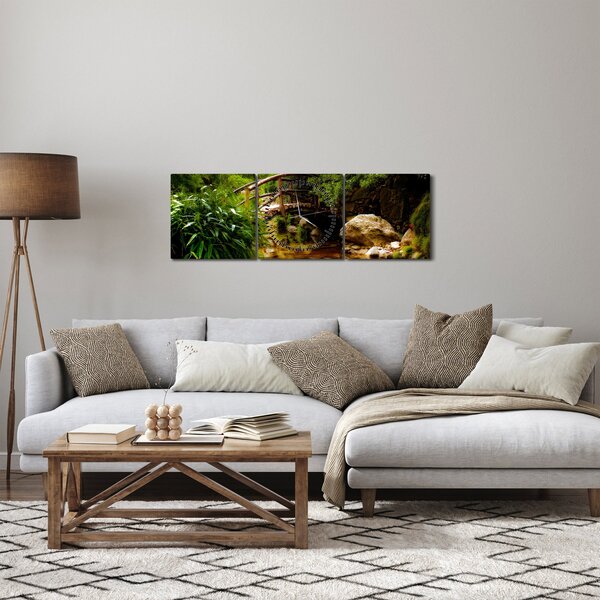 Tablou - Pod prin râu (cu ceas) (90x30 cm)