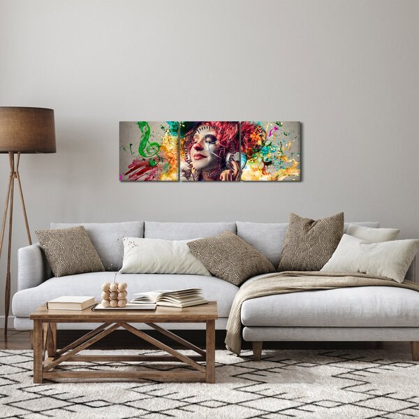 Tablou - Artista cu căști (cu ceas) (90x30 cm)