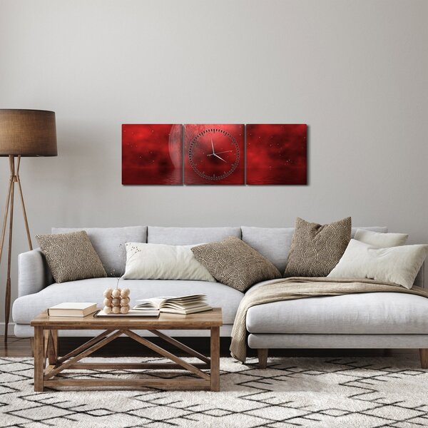 Tablou - Luna pe nivelul apei (cu ceas) (90x30 cm)