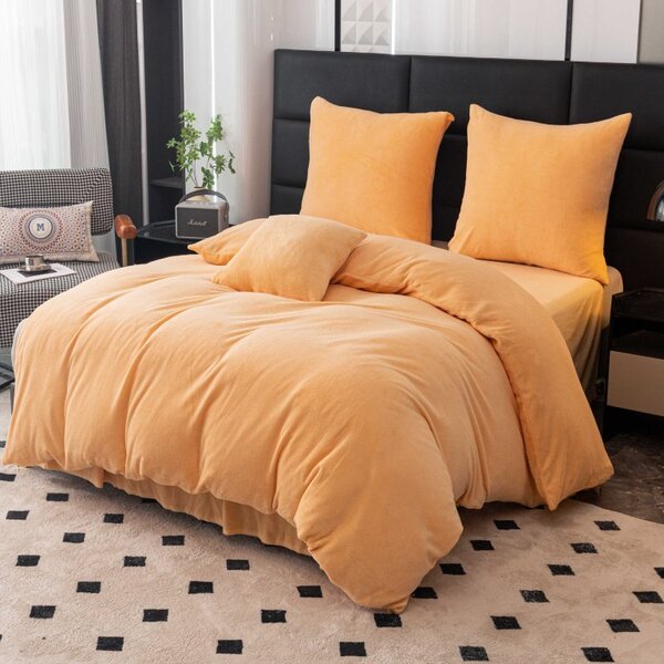 Set de lenjerie microfleece FUZZA + Cearceaf JERSEY EXCLUSIVE 90x200 cm negru, pat de o persoana