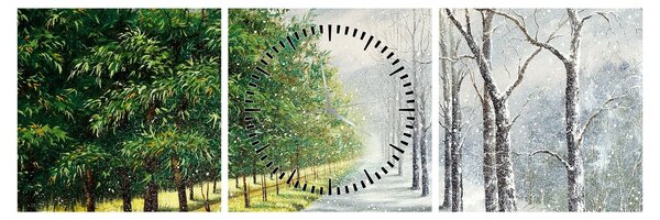 Tablou - Iarna versus vara (cu ceas) (90x30 cm)