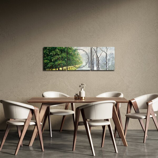 Tablou - Iarna versus vara (cu ceas) (90x30 cm)