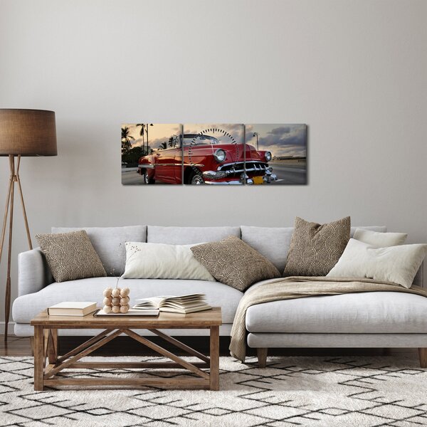 Tablou cu mașina (cu ceas) (90x30 cm)