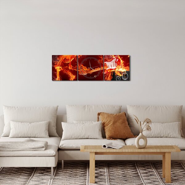Tablou - Muzica în flăcări (cu ceas) (90x30 cm)