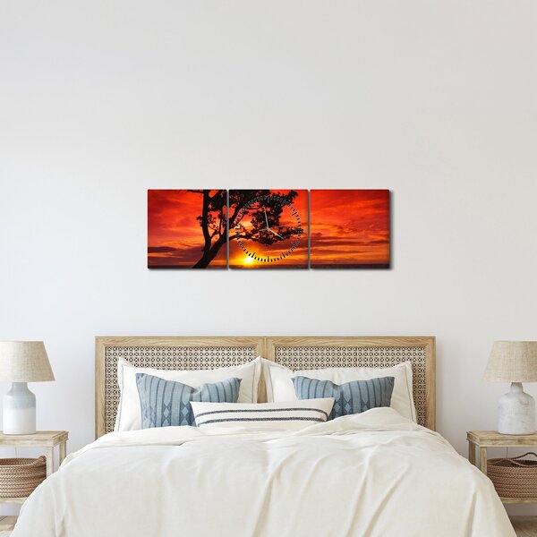 Tablou - Apus de soare (cu ceas) (90x30 cm)