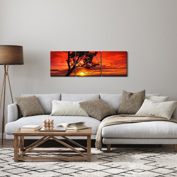Tablou - Apus de soare (cu ceas) (90x30 cm)