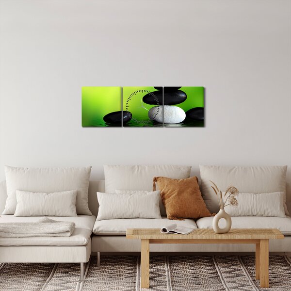 Tablou- Pietre pentru relaxare (cu ceas) (90x30 cm)