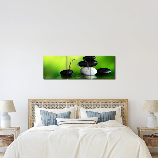 Tablou- Pietre pentru relaxare (cu ceas) (90x30 cm)
