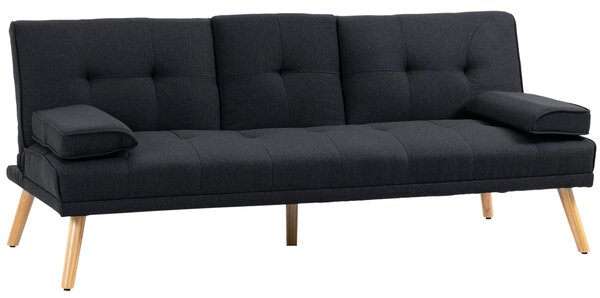 HOMCOM Canapea Extensibilă cu 3 Locuri, 2 Brațe Detașabile și Suport pentru Pahare, 181x77x78 cm, Gri antracit | Aosom Romania