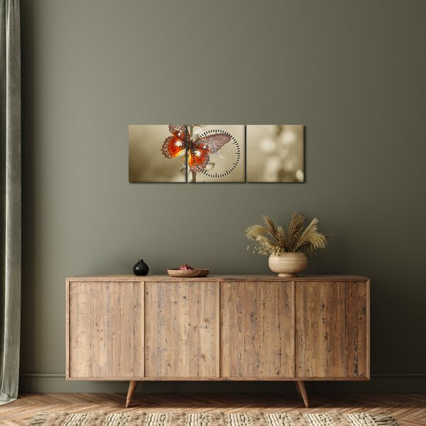 Tablou cu fluture (cu ceas) (90x30 cm)
