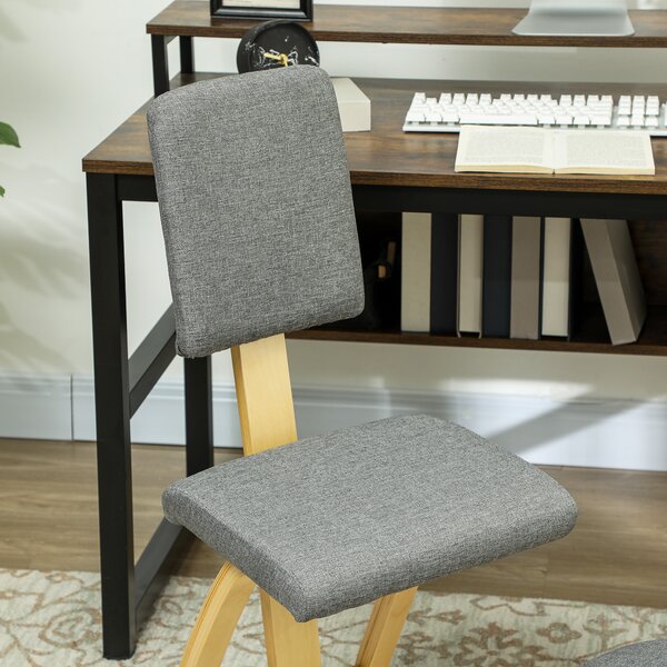 HOMCOM Scaun genunchi ergonomic, din lemn de mesteacăn, care permite o mișcare ușoară de leagăn, 51x84x93 cm, Gri | Aosom Romania