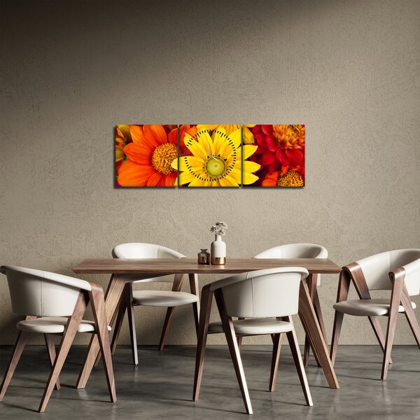 Tablou cu floare (cu ceas) (90x30 cm)