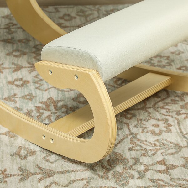 HOMCOM Scaun Ergonomic Postural din Material Textil, Scaun pentru Genunchi cu Mișcare de Legănare, 55x85x55 cm, Alb Crem | Aosom Romania