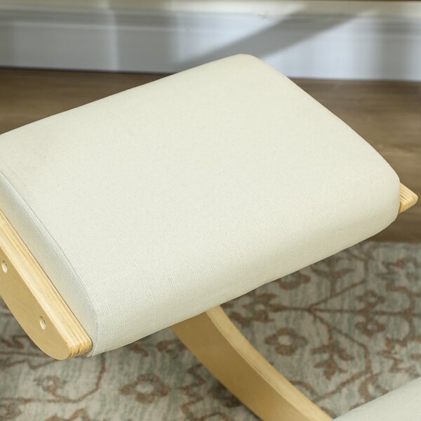 HOMCOM Scaun Ergonomic Postural din Material Textil, Scaun pentru Genunchi cu Mișcare de Legănare, 55x85x55 cm, Alb Crem | Aosom Romania