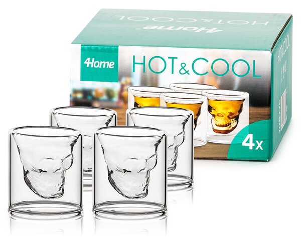 Set pahare shot 4home Skull Hot&Cool, 20 ml, 4 buc