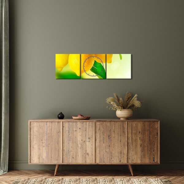 Tablou cu lămâi (cu ceas) (90x30 cm)
