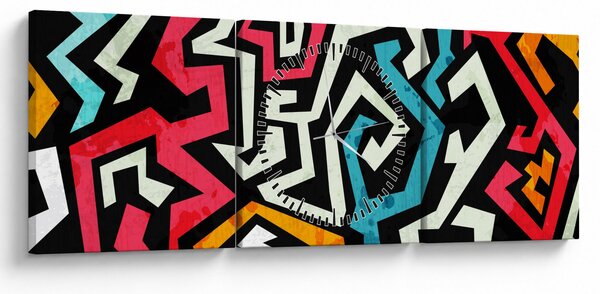 Tablouabstracție grafică (cu ceas) (90x30 cm)