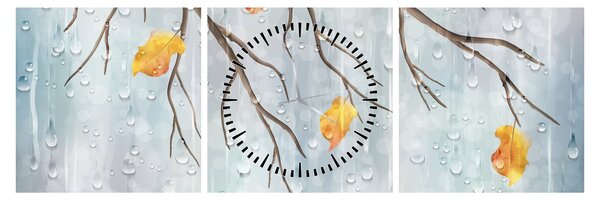 Tablou - Toamna ploioasă (cu ceas) (90x30 cm)