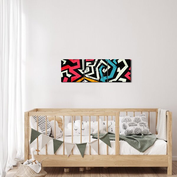 Tablouabstracție grafică (cu ceas) (90x30 cm)