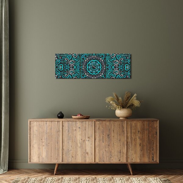 Tablou cu abstracție ornamentală (cu ceas) (90x30 cm)