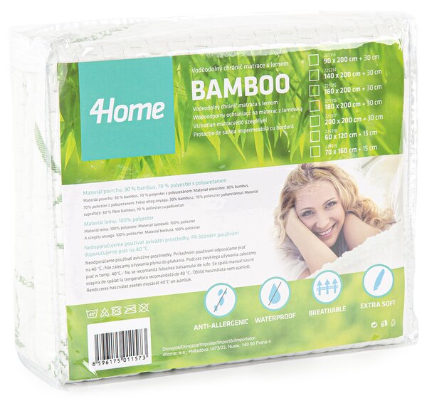 Protecție saltea 4Home Bamboo impermeabilă cu bordură, 70 x 160 cm