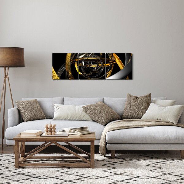 Tablou cu abstracție modernă (cu ceas) (90x30 cm)