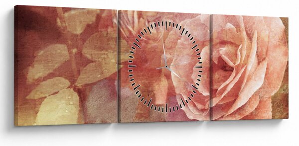 Tablou cu trandafir (cu ceas) (90x30 cm)