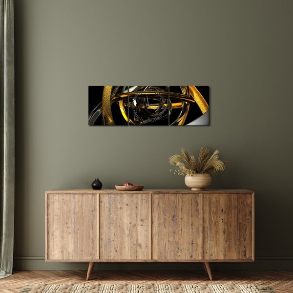 Tablou cu abstracție modernă (cu ceas) (90x30 cm)