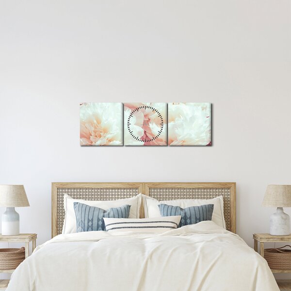 Tablou cu flori (cu ceas) (90x30 cm)