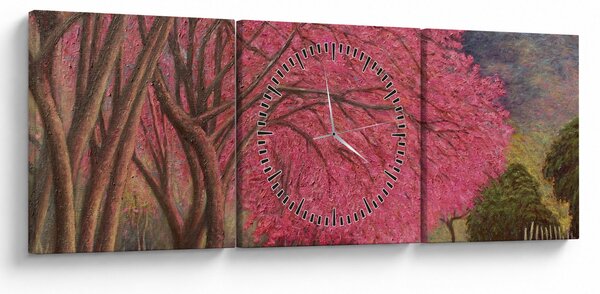 Tablou cu copaci înfloriți (cu ceas) (90x30 cm)