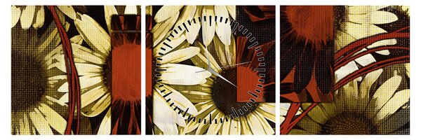 Tablou cu flori (cu ceas) (90x30 cm)