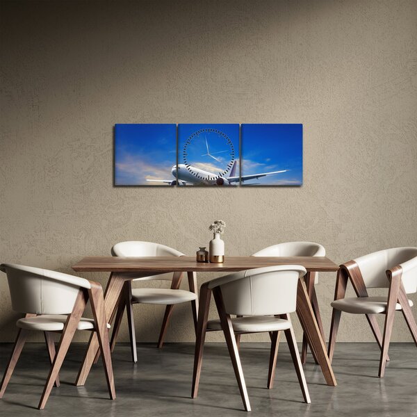 Tablou cu avion (cu ceas) (90x30 cm)