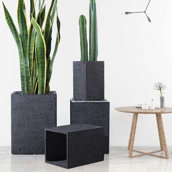 Ghivece din Fibra de Sticla 2HOME, bloom – Gri inchis (Set de 4)