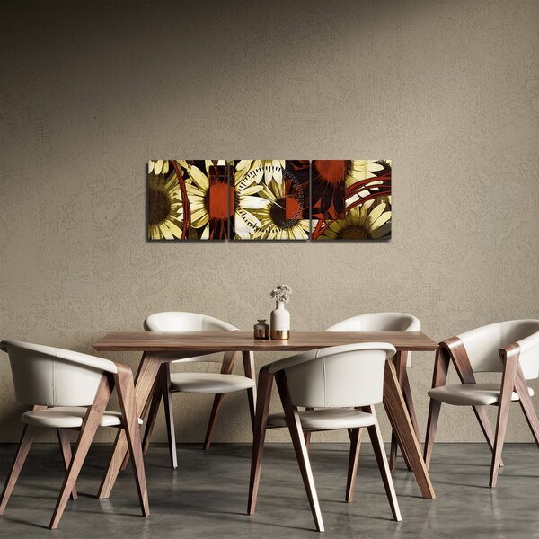 Tablou cu flori (cu ceas) (90x30 cm)