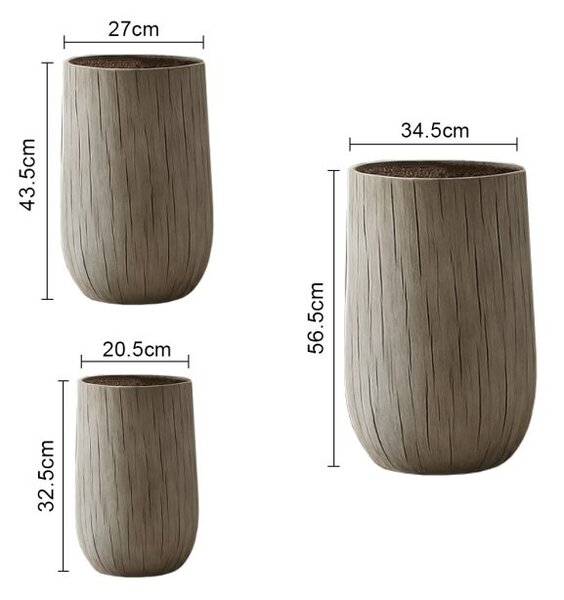 Ghivece din Fibra de Sticla 2HOME, Lily– Marble crem(Set de 3)