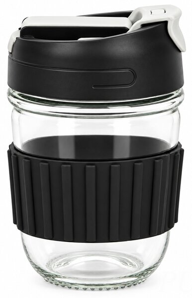 Pahar de voiaj din sticla cu pai, 400 ml – pahar reutilizabil pentru cafea, ceai, limonada, sucuri si bauturi calde sau reci