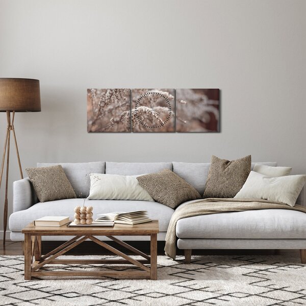 Tablou cu plante (cu ceas) (90x30 cm)