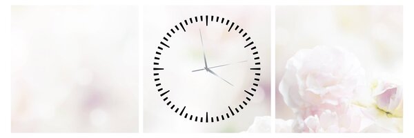 Tablou cu flori fragede (cu ceas) (90x30 cm)