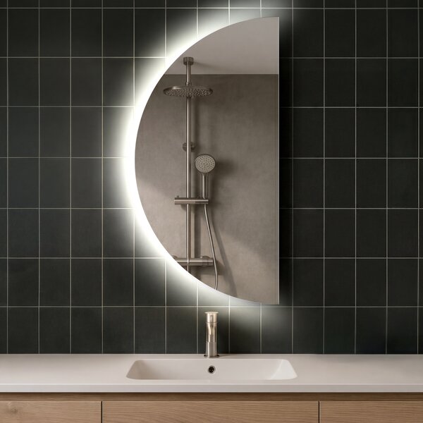 80x160 Oglindă cu LED Semilunară Modernă - Iluminare Eleganta pentru Baie D221 | stânga