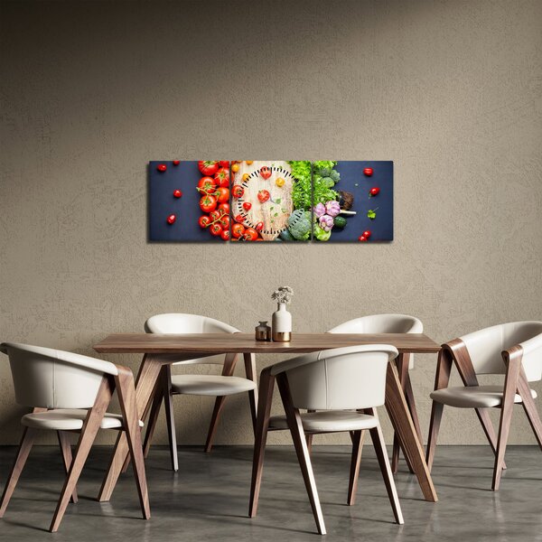 Tablou - Masa plină cu legume (cu ceas) (90x30 cm)