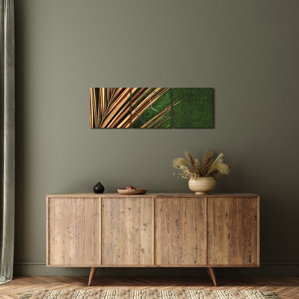 Tablou cu frunză (cu ceas) (90x30 cm)