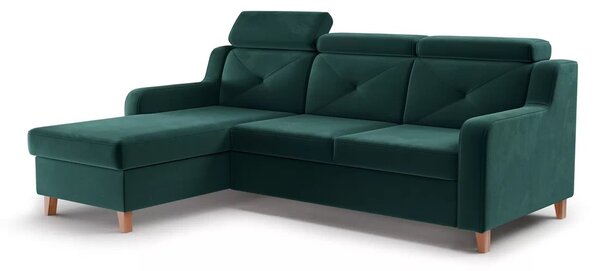 Colțar extensibil Laksaro stânga - velur verde Trinity 28