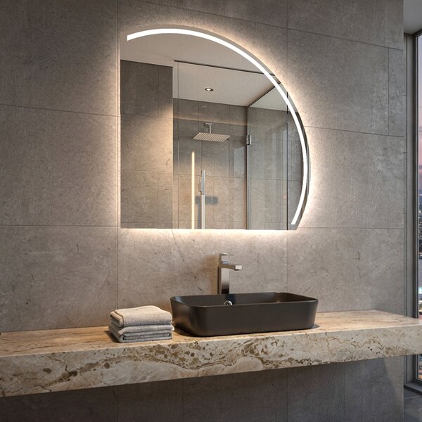 Oglindă cu LED Semilunară Modernă - Iluminare Eleganta pentru Baie Q223
