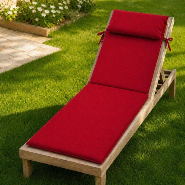 Saltea sezlong gradina pliabila 60x190 cm, cu perna reglabila si husa detasabila, rosu