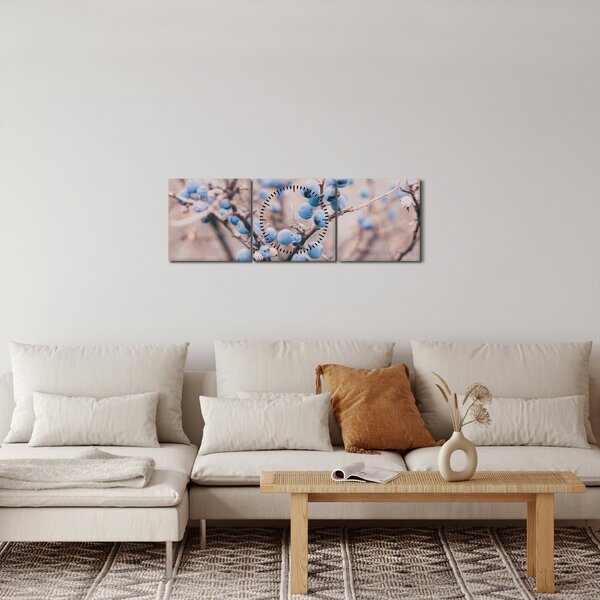 Tablou cu fructe pe tufiș (cu ceas) (90x30 cm)