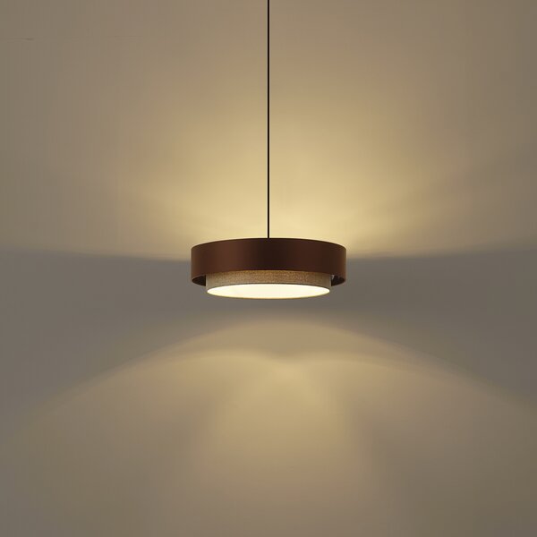 Lampă suspendată modernă bronz închis cu taupe 50cm 3 lumini - Drum Duo