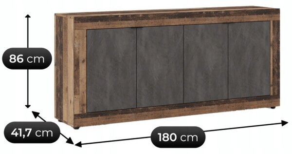 Dulap Bahea (stejar închis + grafit). Promo -19%. 1157071