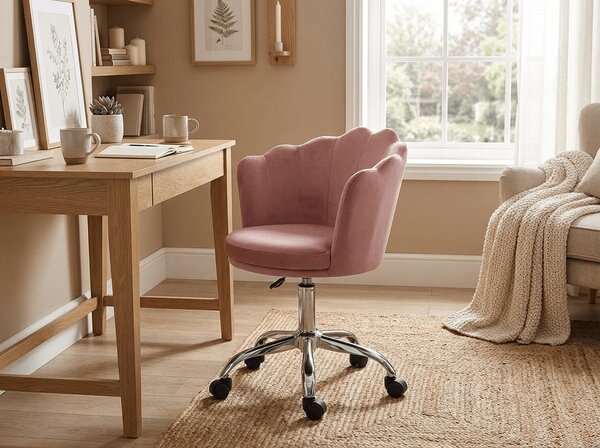 Scaun birou ROSE VELVET, roz prafuit